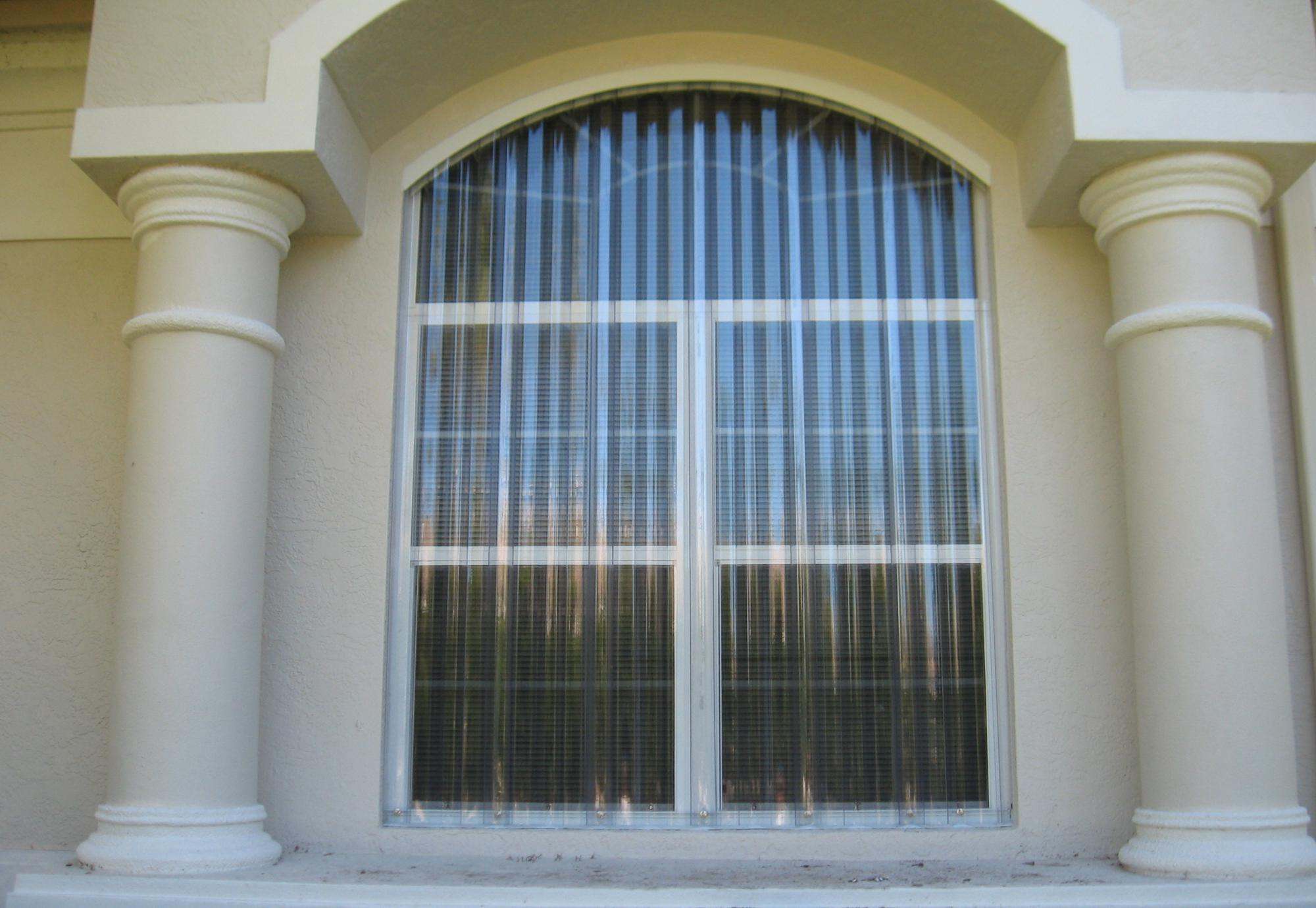 clear storm panels on front window