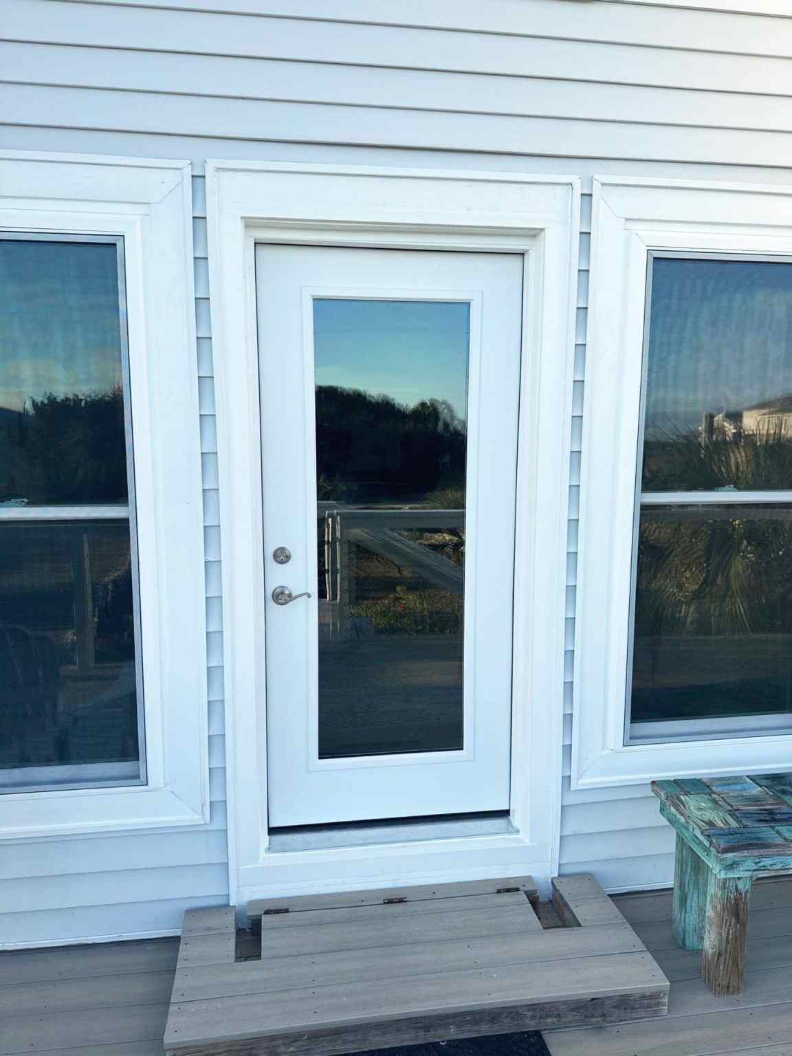 Exterior door white exterior door with large glass center
